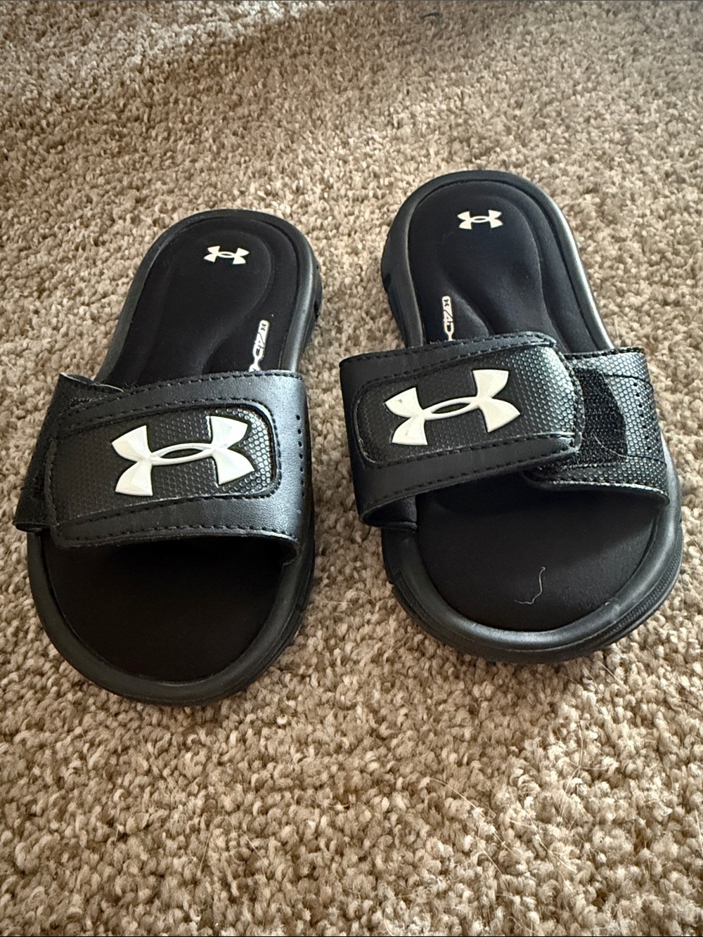 Under Armour Kids Black Slide Sandals with White Logo